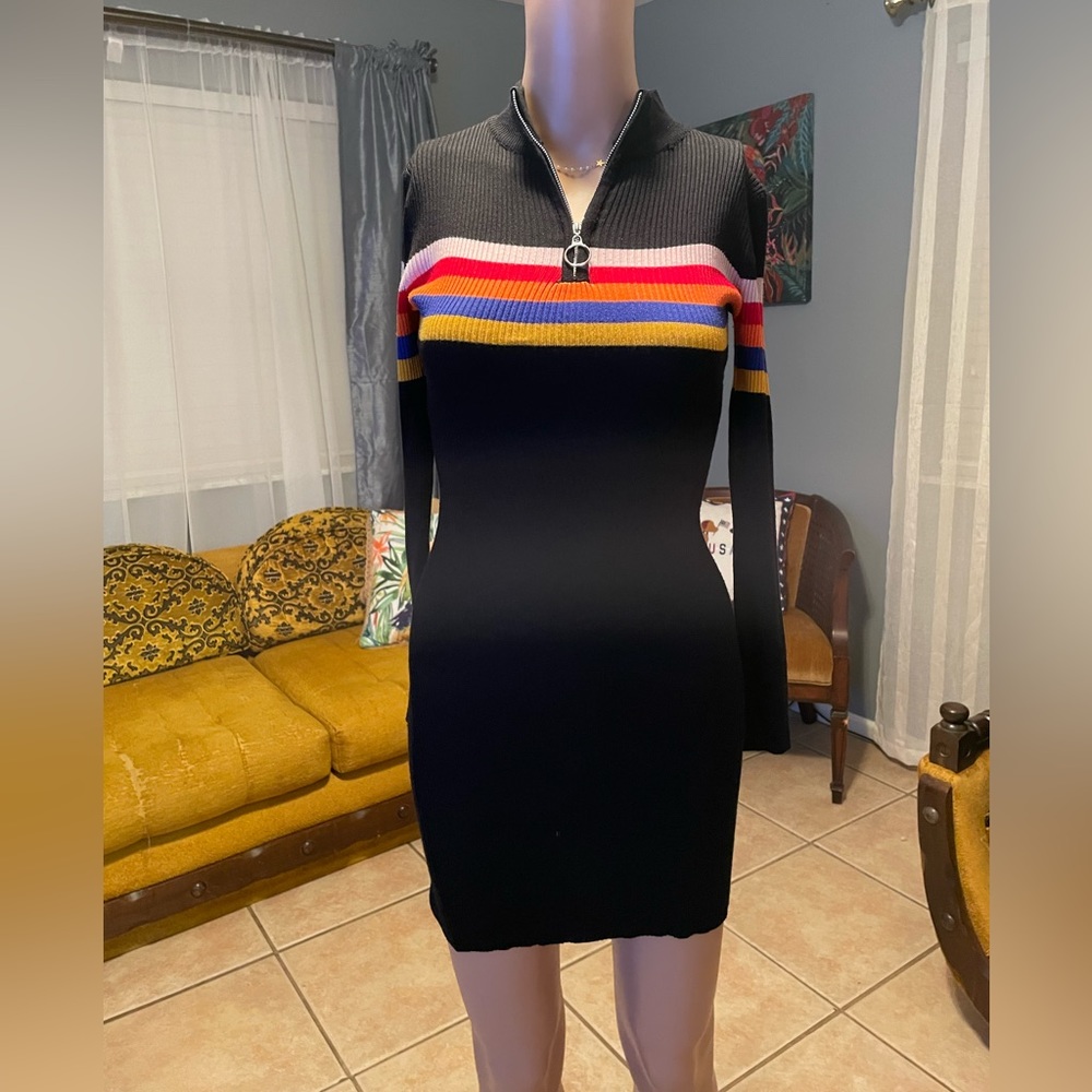 Body-con long sleeve rainbow